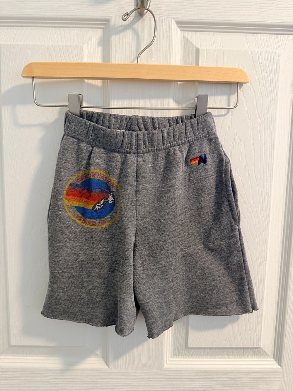 Aviator Nation Gray Shorts with Rainbow Patch